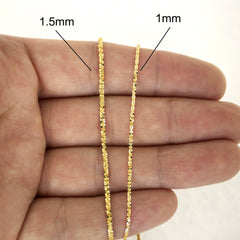 14K Yellow Gold 1mm Sparkle Pendant Chain