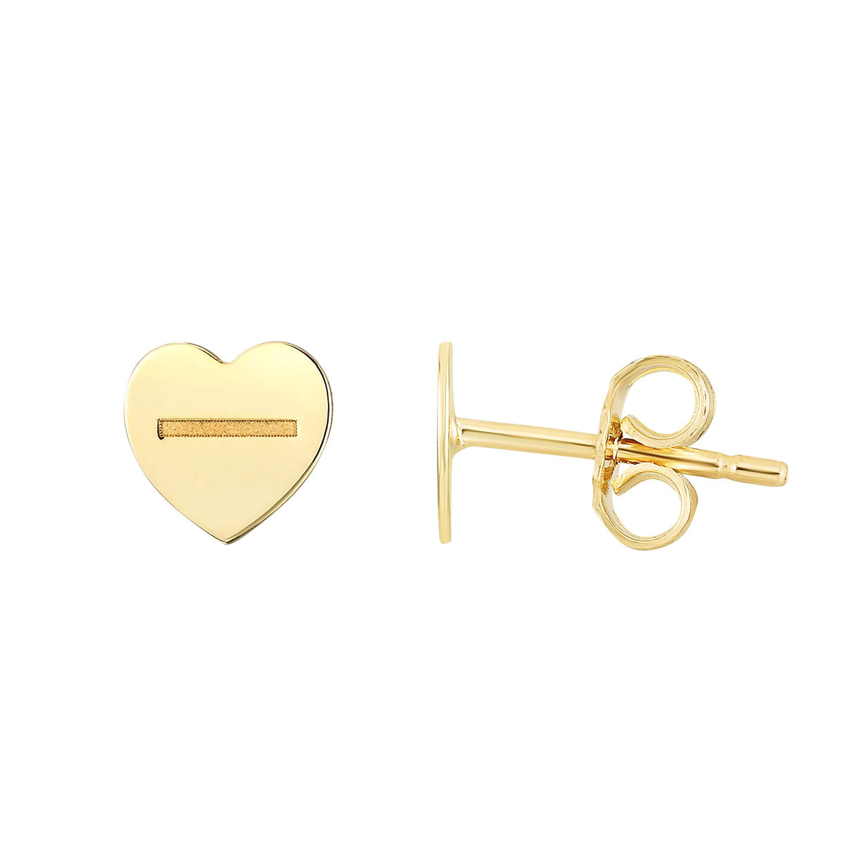 14K Yellow Gold Minimalist Heart Screw Stud Earring