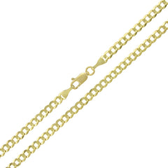 14K Yellow Gold 3.5mm Solid Cuban Curb Link Chain