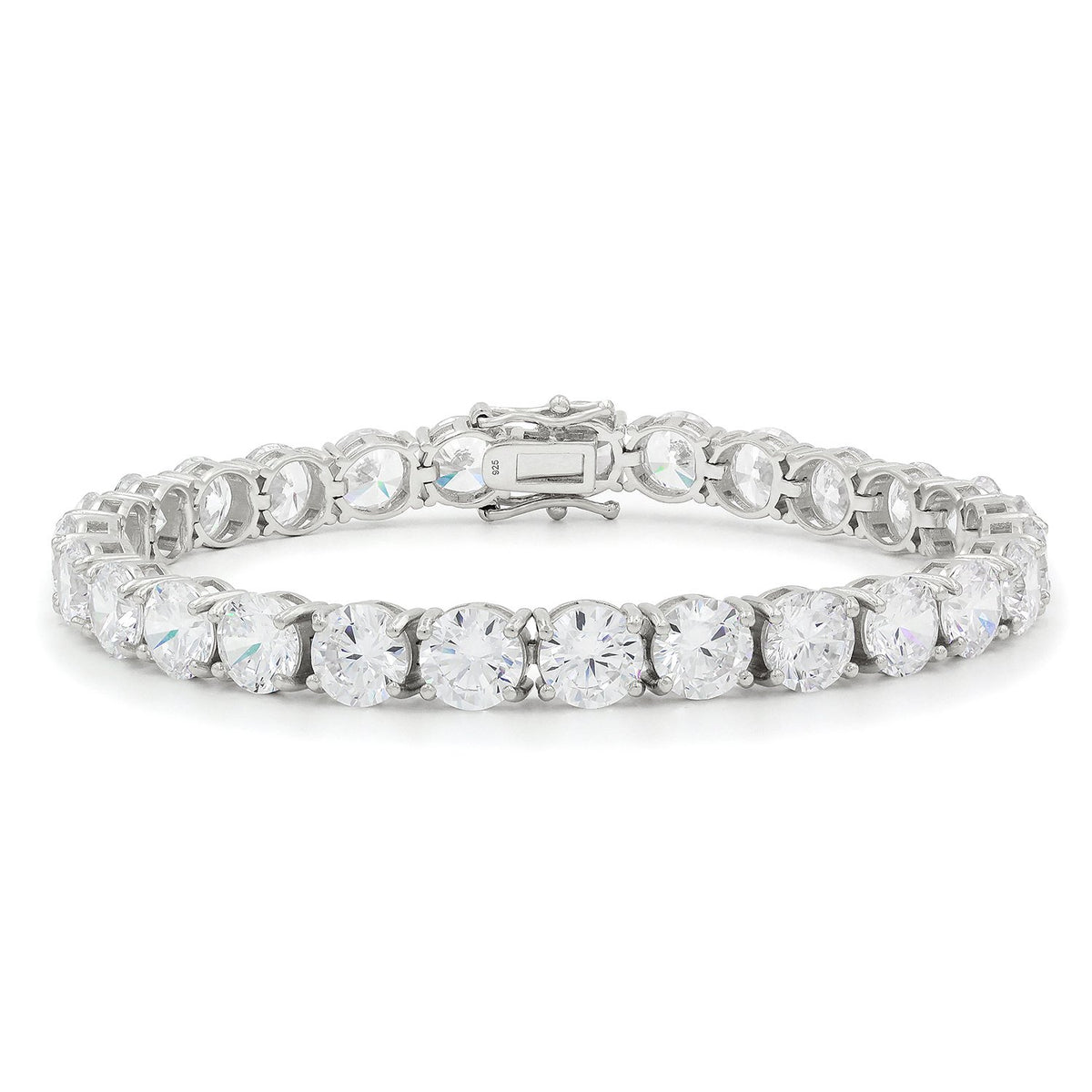 925 Sterling Silver 7mm Round Cut Tennis Bracelet, Rhodium Plated