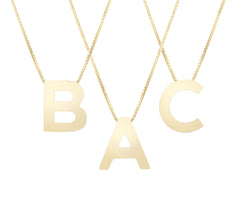 14K Yellow Gold Polished Initial Block Necklace