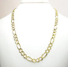 10K Yellow Gold 8mm Solid Figaro Link Chain
