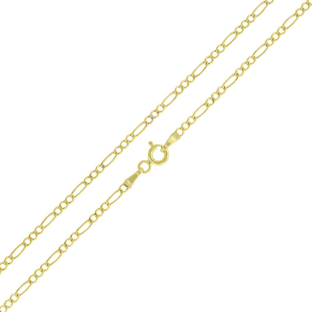 14K Yellow Gold 2mm Solid Figaro Link Chain