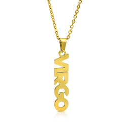Stainless Steel Gold Plated Vertical Zodiac Pendant Necklace