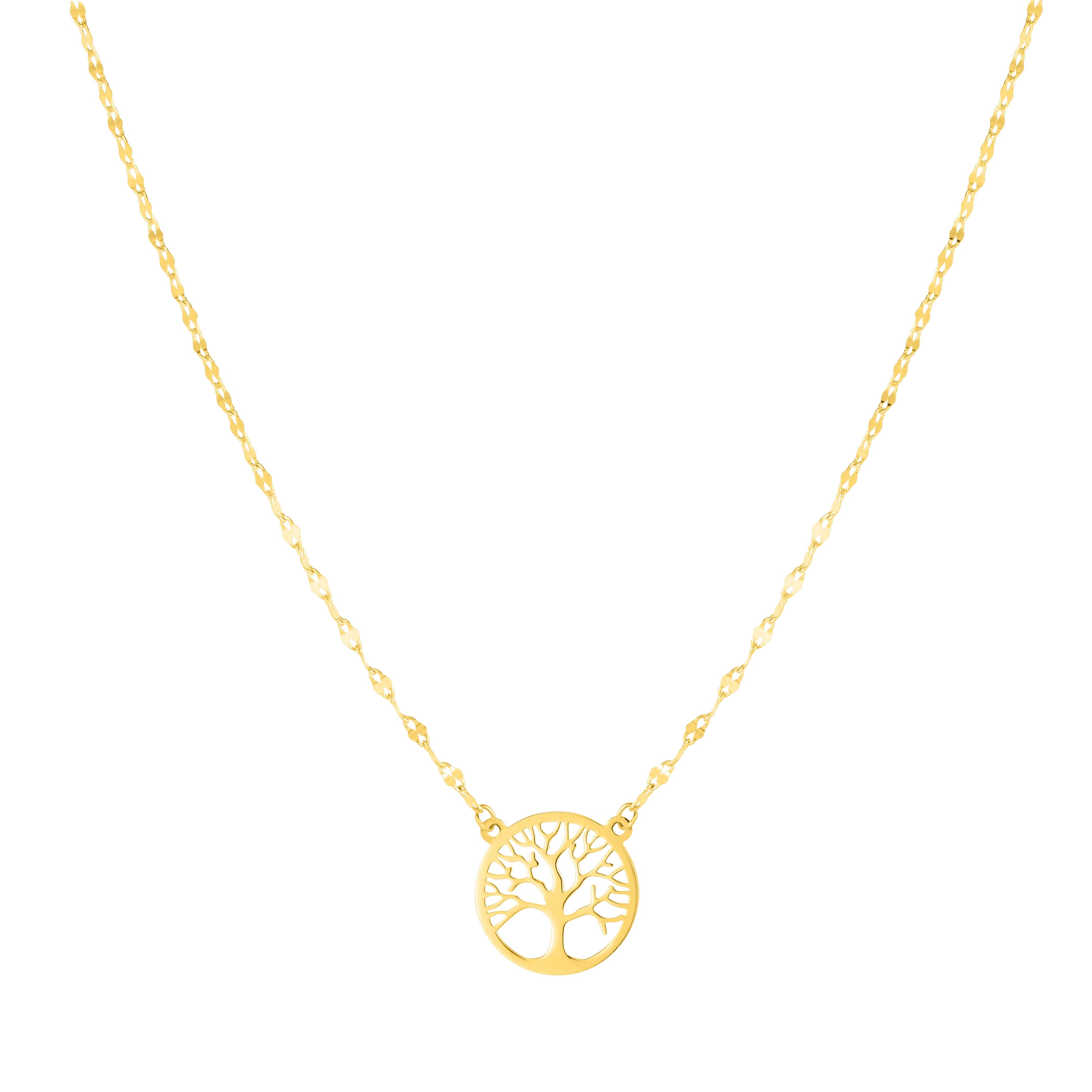 14K Yellow Gold Tree of Life Pendant Necklace