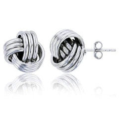 925 Sterling Silver 12mm Polished Love Knot Stud Earrings