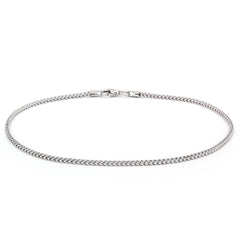 925 Sterling Silver 1.5mm Solid Franco Rhodium Bracelet