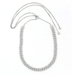 925 Sterling Silver Micro Pave Miami Cuban Link Adjustable Necklace