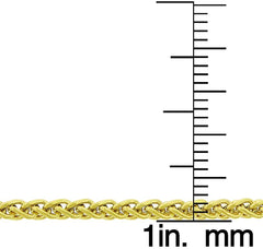 14K Yellow Gold 2.5mm Hollow Wheat Spiga Link Chain