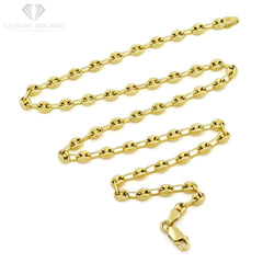 925 Sterling Silver 4.5mm Puff Mariner Hollow Gold Plated Chain