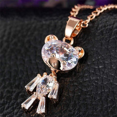 Gold Plated Crystal Teddy Bear Childrens Pendant Necklace