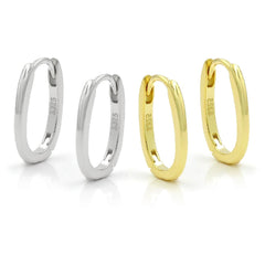 925 Sterling Silver Gold Plated Minimalist Oval Hoop Earring