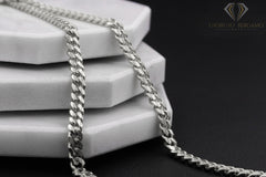 925 Sterling Silver 2mm Solid Miami Cuban Link Rhodium Chain