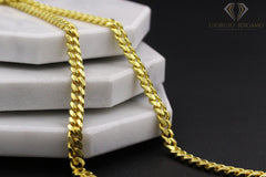 925 Italian Sterling Silver 4mm Solid Miami Cuban Gold Plated Chain