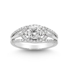 1.50 CTTW Moissanite Halo Engagement Ring in 925 Sterling Silver