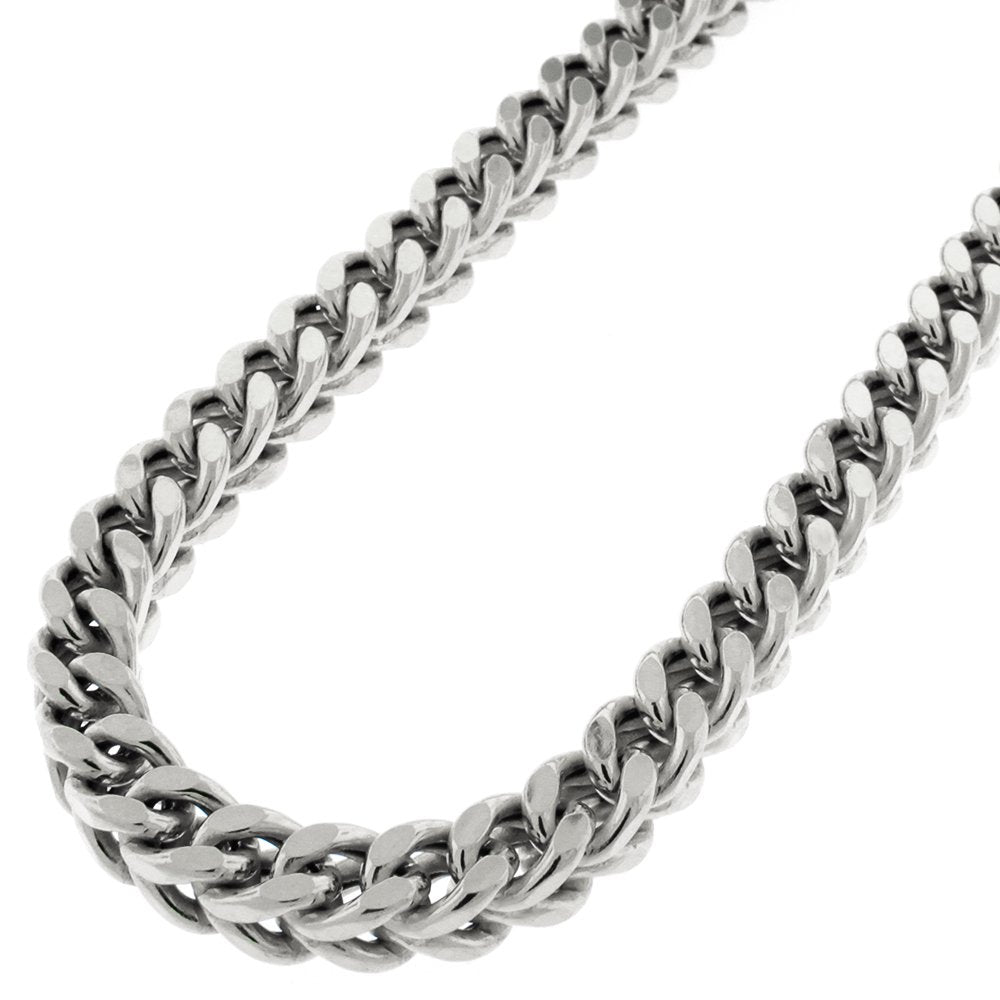 925 Sterling Silver 5mm Hollow Franco Rhodium Plated Chain