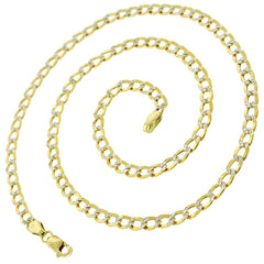 14K Yellow Gold 4.5mm Hollow Cuban Diamond Cut Pave Curb Link Chain