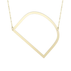 14K Yellow Gold Polished Initial Sideways Necklace