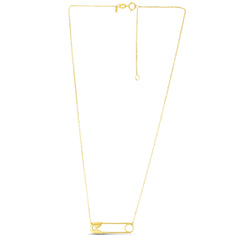 14K Yellow Gold Safety Pin Pendant Necklace