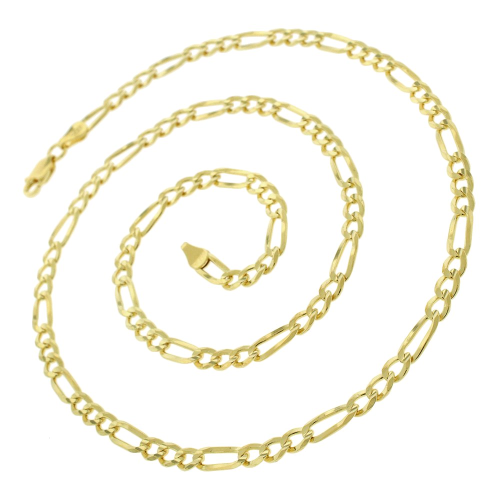 14K Yellow Gold 4mm Solid Figaro Link Chain