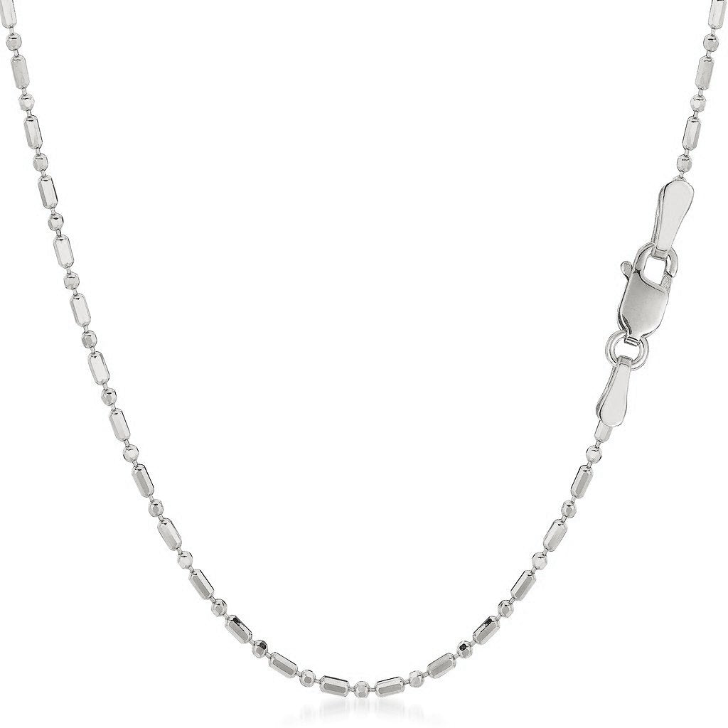 14K White Gold 1.5mm Bar and Ball Bead Chain