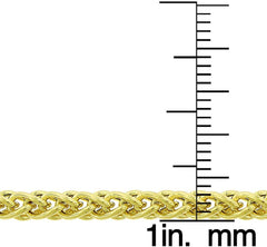 14K Yellow Gold 3.5mm Hollow Wheat Spiga Link Chain
