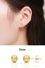 14K Yellow Gold 3mm - 10mm Polished Round Ball Stud Earrings + Combo Packs