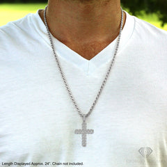 925 Sterling Silver Micro Pave Miami Cuban Cross Pendant Only