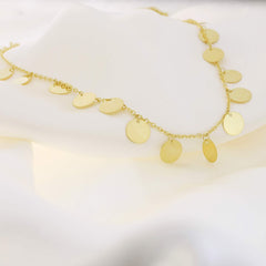 14K Yellow Gold Polished Disc Choker Necklace