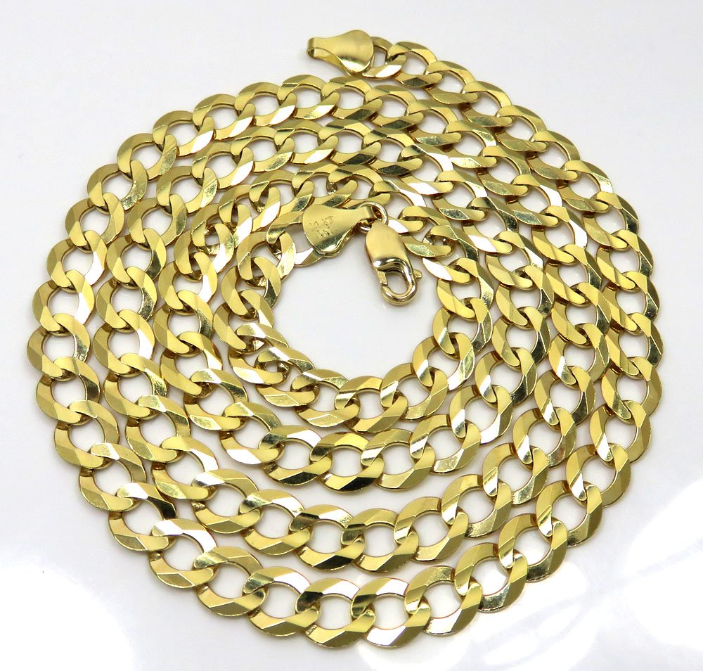 10K Yellow Gold 8mm Solid Cuban Curb Link Chain