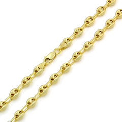 925 Sterling Silver 6mm Puff Mariner Hollow Gold Plated Chain
