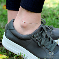 925 Sterling Silver Polished Heart Minimalist Ankle Bracelet