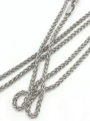 14K White Gold Solid Wheat 1.5mm Chain