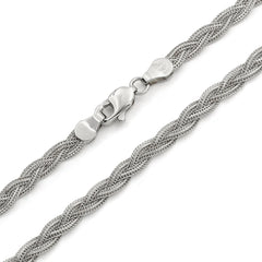 14K White Gold 3.5mm Braided Fox Mesh Chain 18"