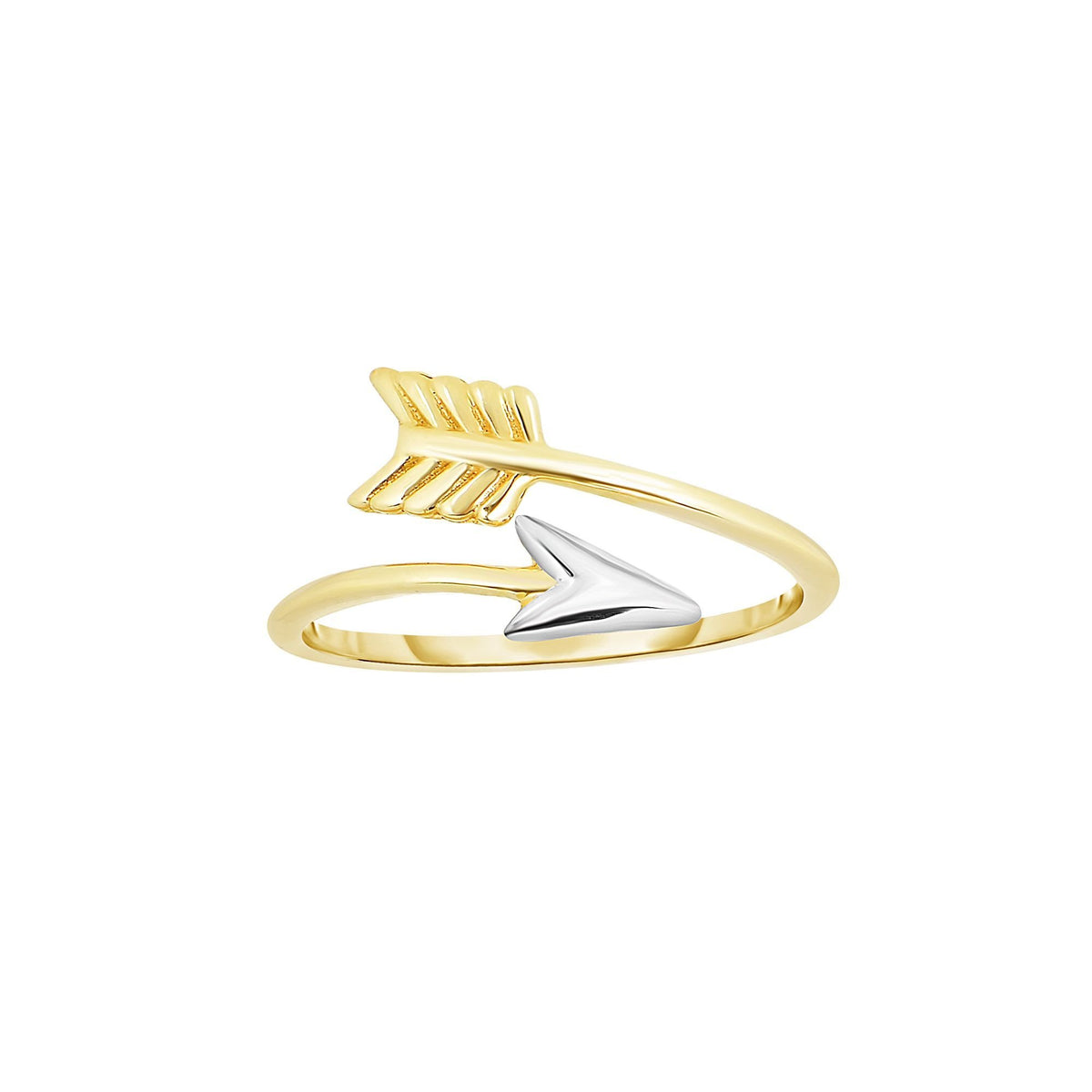 14K Two Tone Gold Bypass Arrow Minimalist Ring