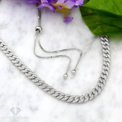 925 Sterling Silver Micro Pave Miami Cuban Link Adjustable Necklace