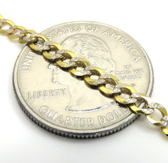 14K Yellow Gold 3.5mm Solid Cuban Diamond Cut Pave Curb Link Chain