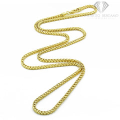 925 Sterling Silver 2.5mm Solid Franco Gold Plated Chain