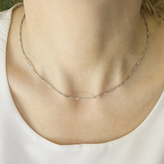 14K Two Tone Rose & White Gold 1.5mm Sparkle Chain