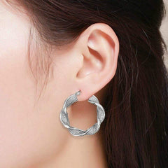 925 Sterling Silver Twisted Sparkle Hoop Earrings