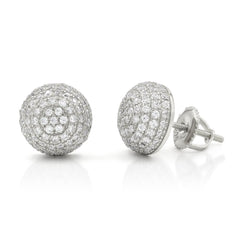 925 Sterling Silver Micro Pave Unisex Dome 3D Screw Back Stud Earrings