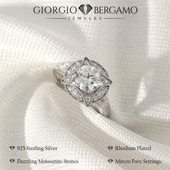 2.20 CTTW Moissanite Halo Engagement Ring in 925 Sterling Silver