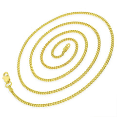 925 Sterling Silver 2mm Solid Miami Cuban Gold Plated Chain
