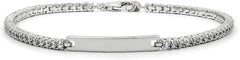 925 Sterling Silver Cubic Zirconia Tennis ID Bracelet, Engraving Included