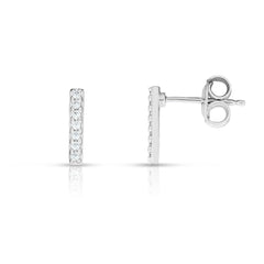 925 Sterling Silver Minimalist Cubic Zirconia Bar Stud Earrings