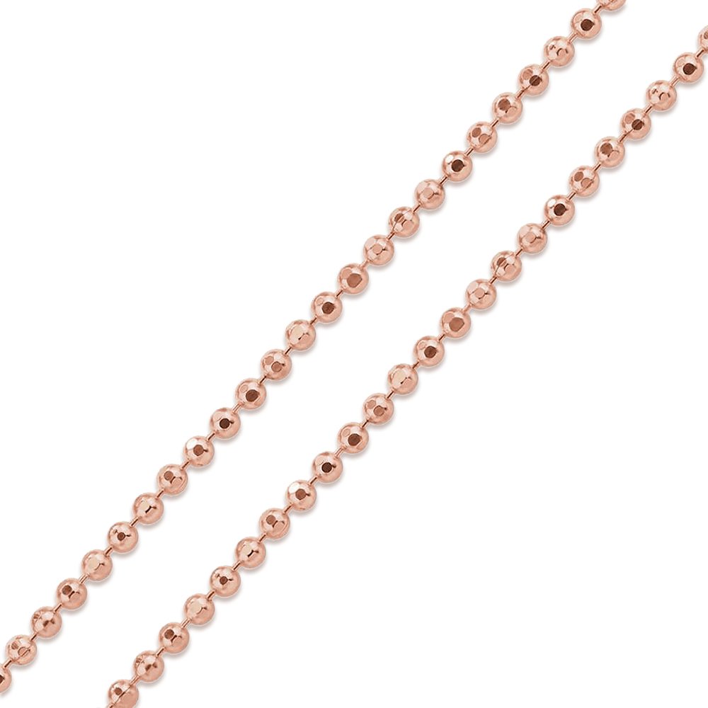 14K Rose Gold 1mm Diamond Cut Ball Bead Chain