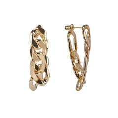 Gold Plated Chunky Figaro Link Dangle Drop Earring