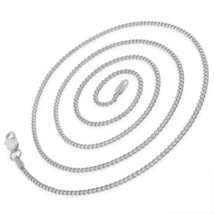 925 Sterling Silver 2mm Solid Miami Cuban Link Rhodium Chain
