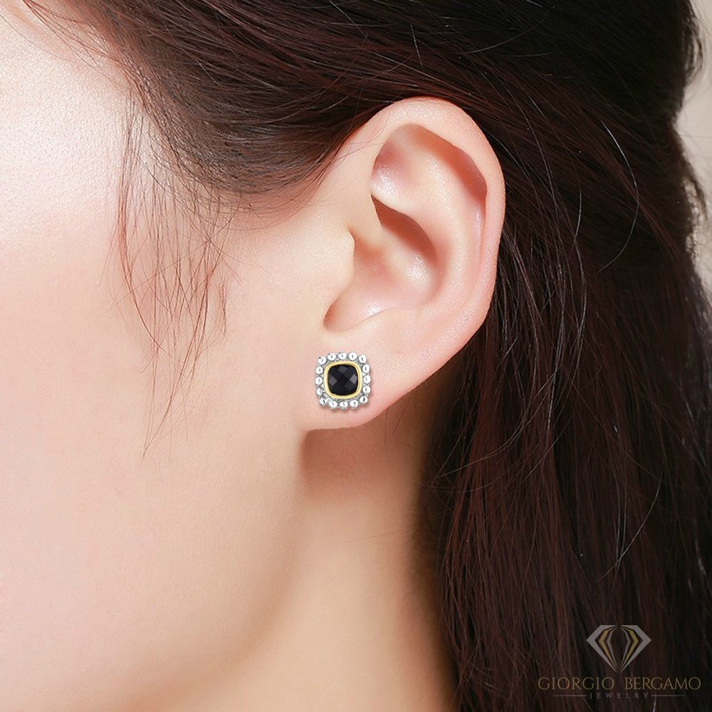 925 Sterling Silver Gemstone Halo Stud Earrings