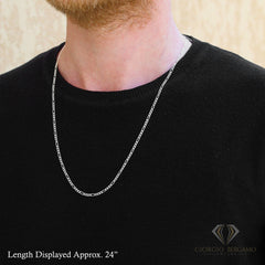925 Sterling Silver Solid Figaro 2.5mm ITProLux Link Chain